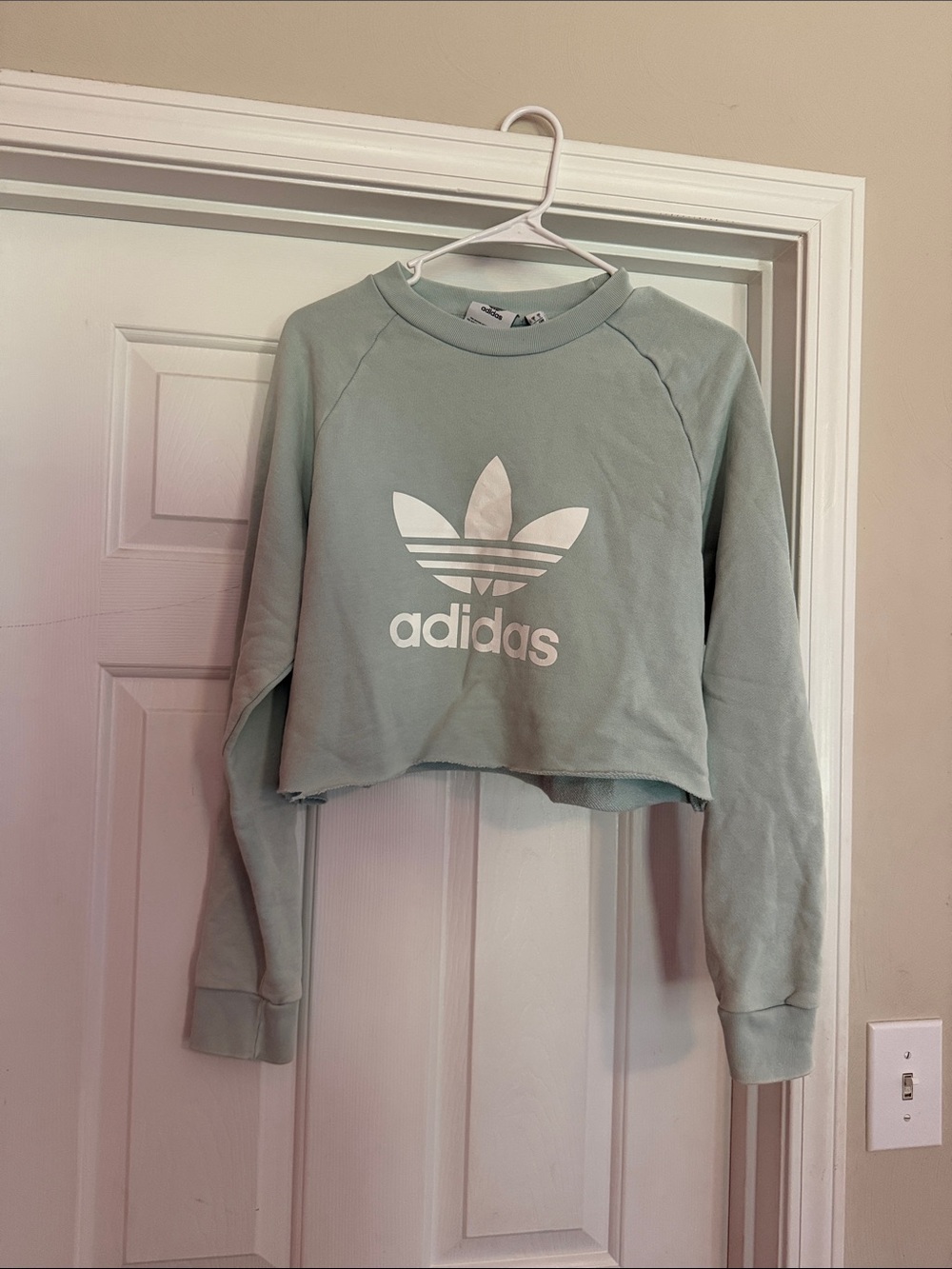 adidas Cropped Crew Sweatshirt in Sage